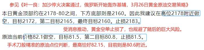 叶一良：API原油库存巨幅增加，油价隔夜大跌，3月27日黄金原油交易策略